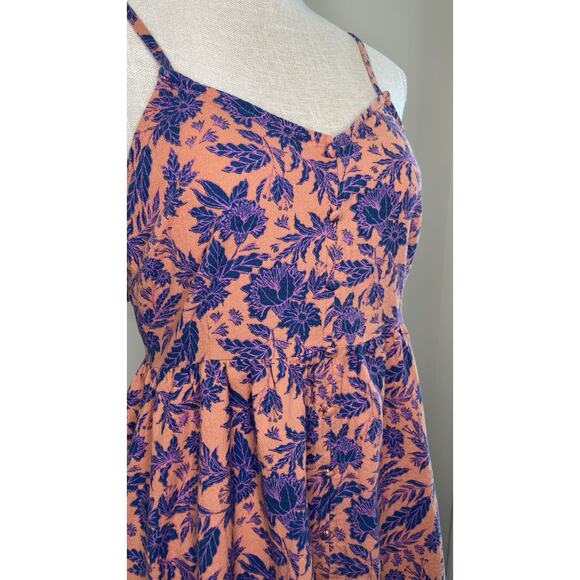 Universal Thread Orchid Floral Button Down Dress Tie Back Midi Sienna Blue XL - Picture 5 of 14